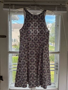 Navy, Pink, & White Sleeveless Fit-and-Flare Mini Dress
